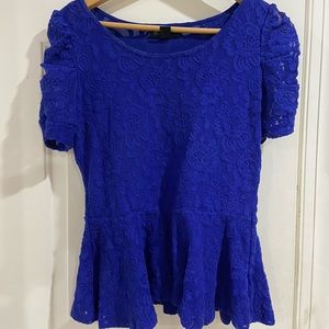 Blue lace stretch top macy brand